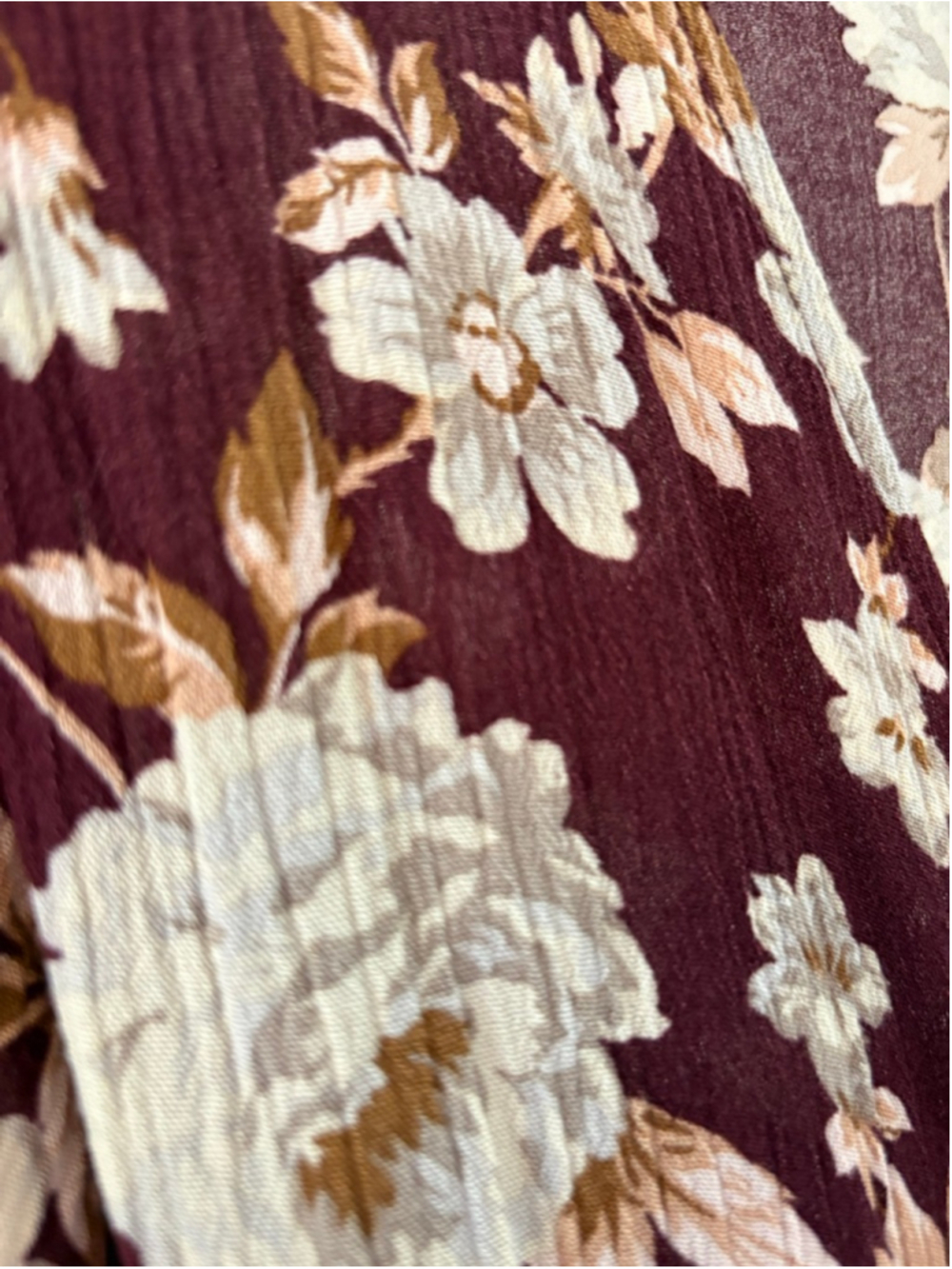 American Eagle Outfitters Long Sleeve Wrap Dress L Burgundy Beige Floral - Picture 5 of 9